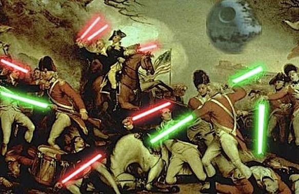 "The Founding Fathers clearly intended for us to own lightsabers," says the NRA in the future.  
